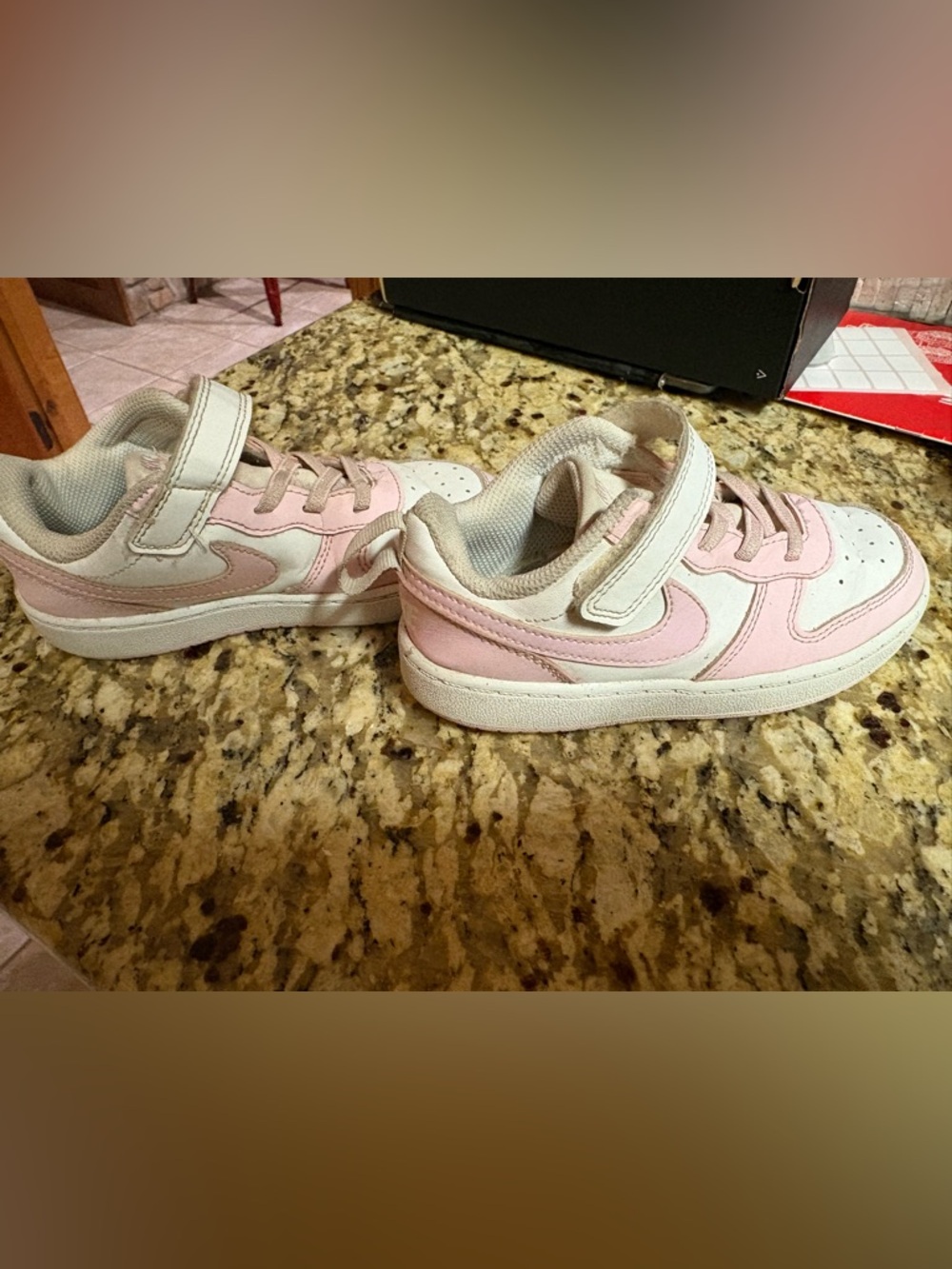 Nike Kids White and Pink Velcro Sneakers